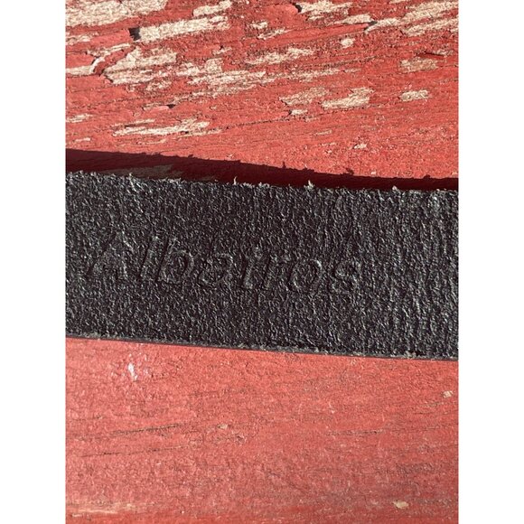 Western Style Black Leather Belt Ornate Silver Buckle Studded Design by Albatros - Picture 5 of 5